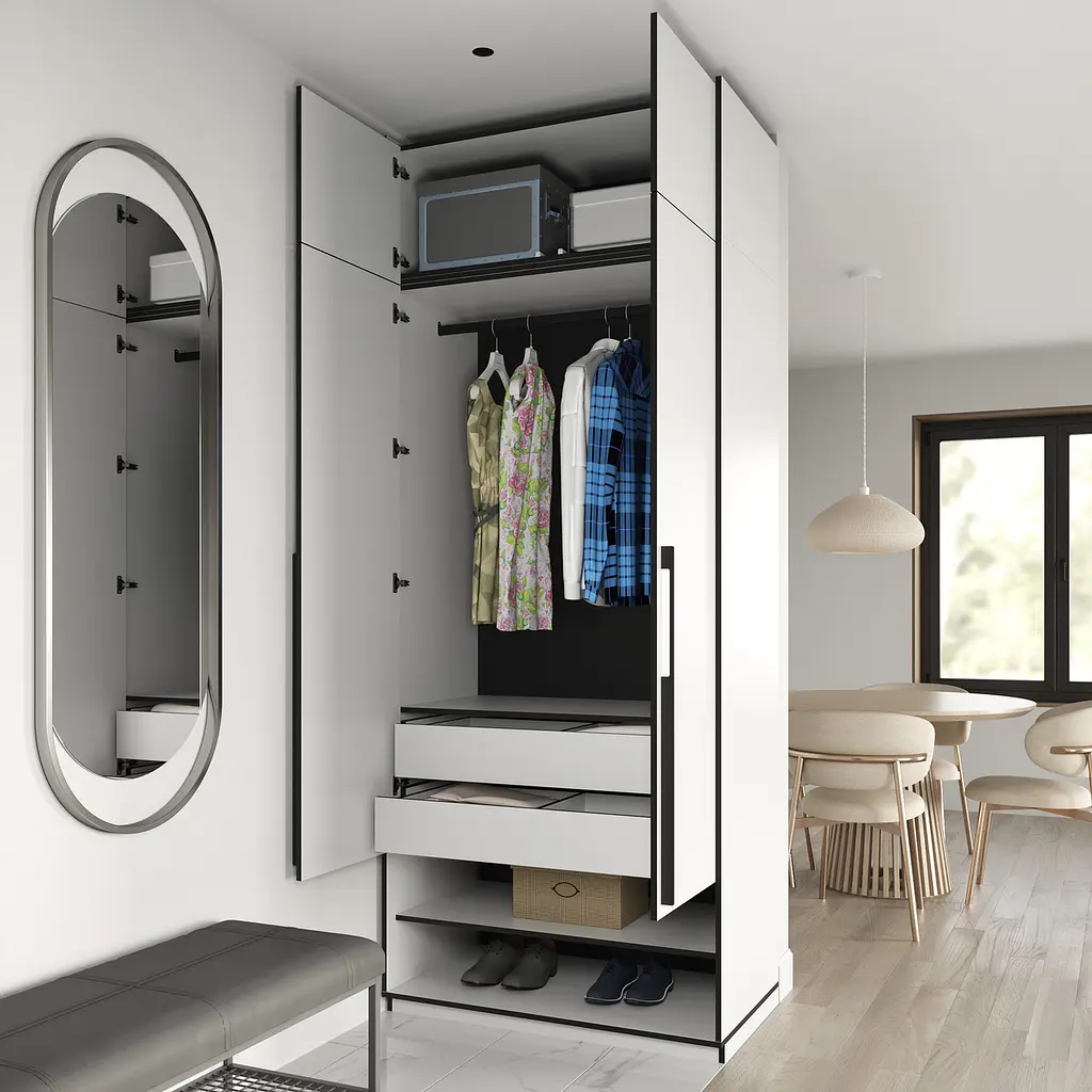 Шафа для одягу Flamecame зі штангою на 2 двері у передпокій FR-04 Кашемір - фото 6