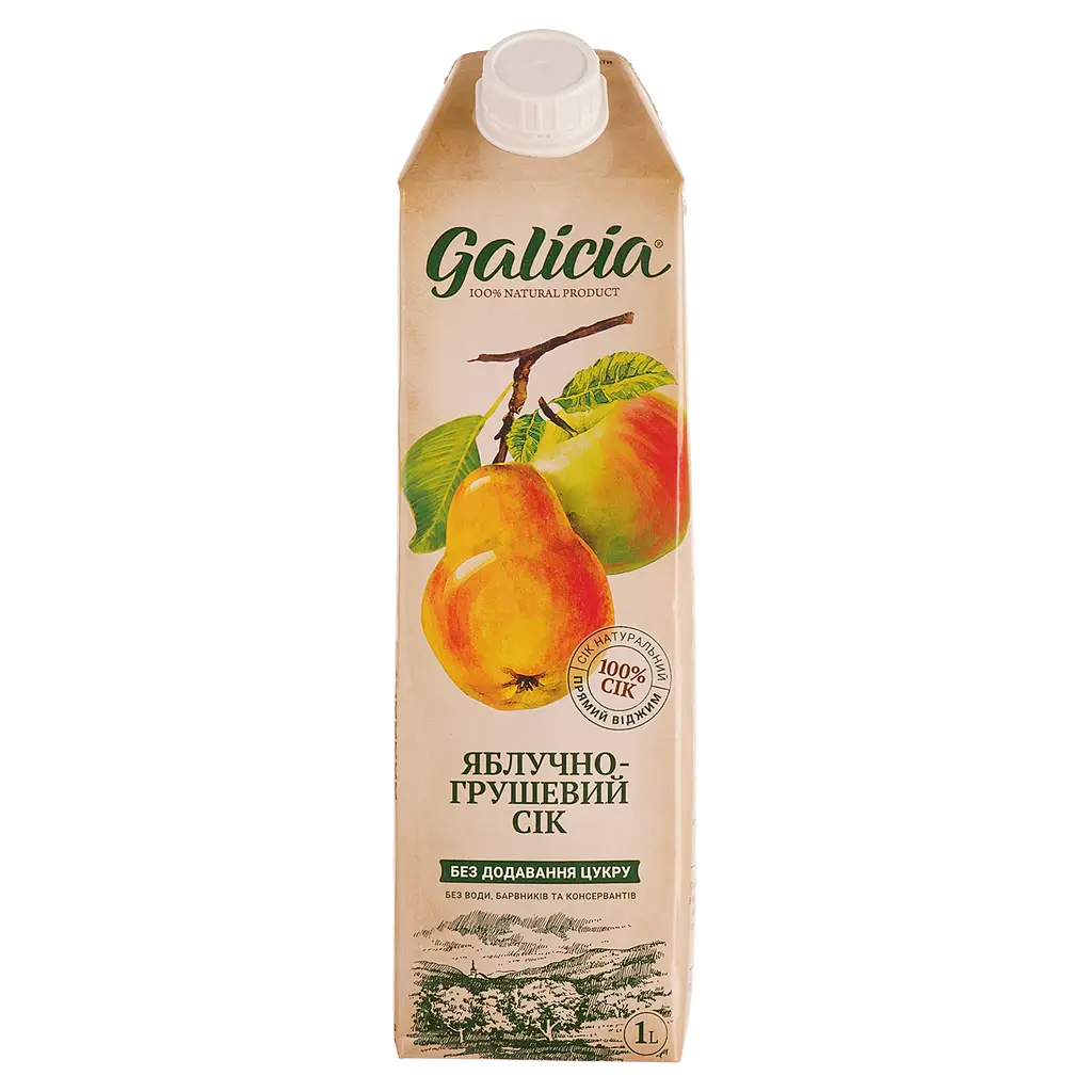 Упаковка сока Galicia Яблочно-грушевый прямого отжима 12 л (1 л х 12 шт.) - фото 2