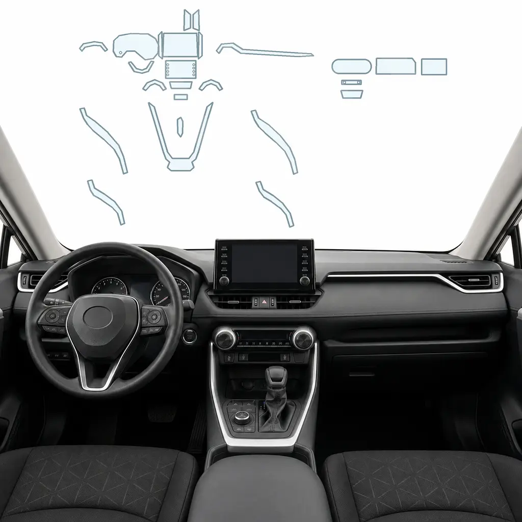 Набір Плівок захисних для салону Toyota RAV4 V (XA50) 2018-2025 TPH (Кансолі Дисплея Ручок) Тип 3