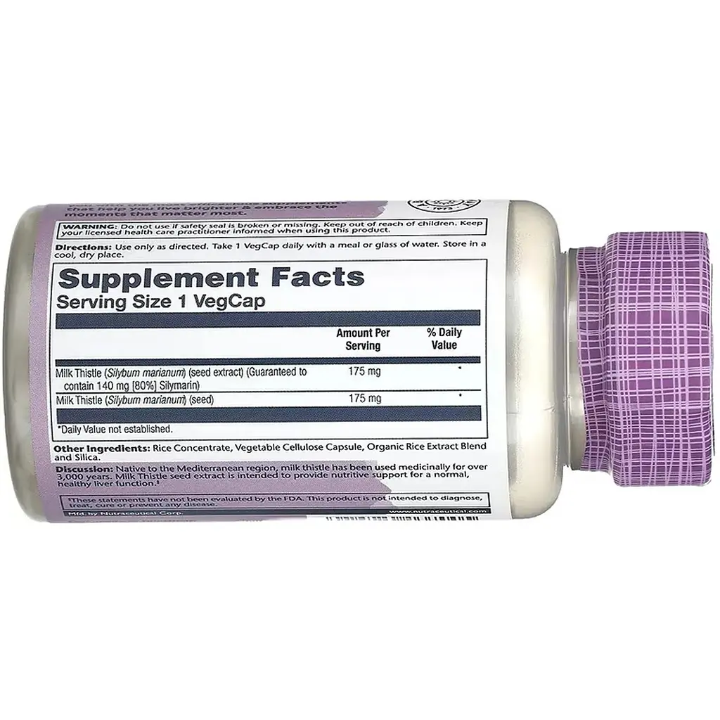 Екстракт насіння розторопші Solaray Milk Thistle Seed Extract 175 мг 60 веганських капсул - фото 3