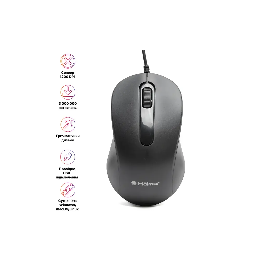 Мишка Hölmer M-01OF USB Black (M-01OF) - фото 3
