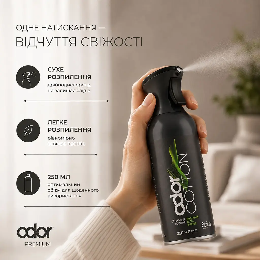 Парфумований освіжувач повітря Odor Premium Cotton 250 мл (4820086524476) - фото 5