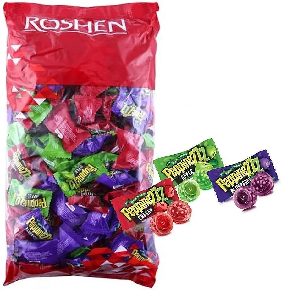 Карамель льодяникова з начинкою Roshen Peppinezzz 900 г