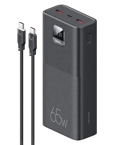 Універсальна мобільна батарея 30000 mAh, PB68, Black, 65 Вт Usams teh0019636