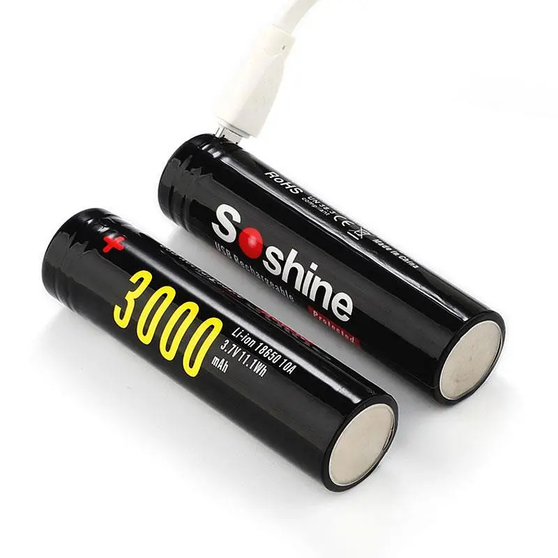 Акумулятор Soshine 18650 Li-Ion microUSB 3000mAh 1шт - фото 2