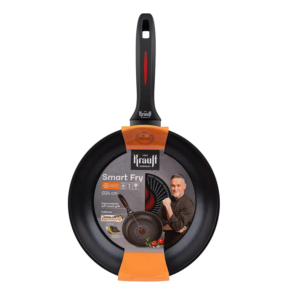 Набір зі сковорідок Smart Fry Krauff ⌀24см, ⌀28см та універсальної кришки MultiSize + щипці та кухонна дошка - фото 2