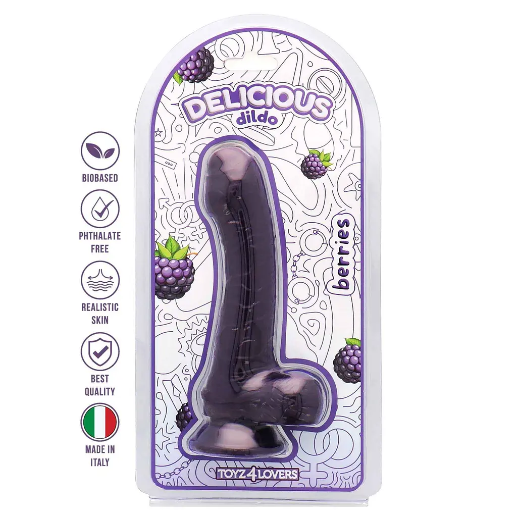 Фалоімітатор з ароматом ожини Toyz4lovers Delicious Dildo Berries, 18.5 см - фото 7