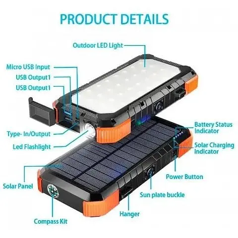 Зовнішній акумулятор Grand Solar Power bank на сонячній панелі 20000mAh PN-W12Pro - фото 10