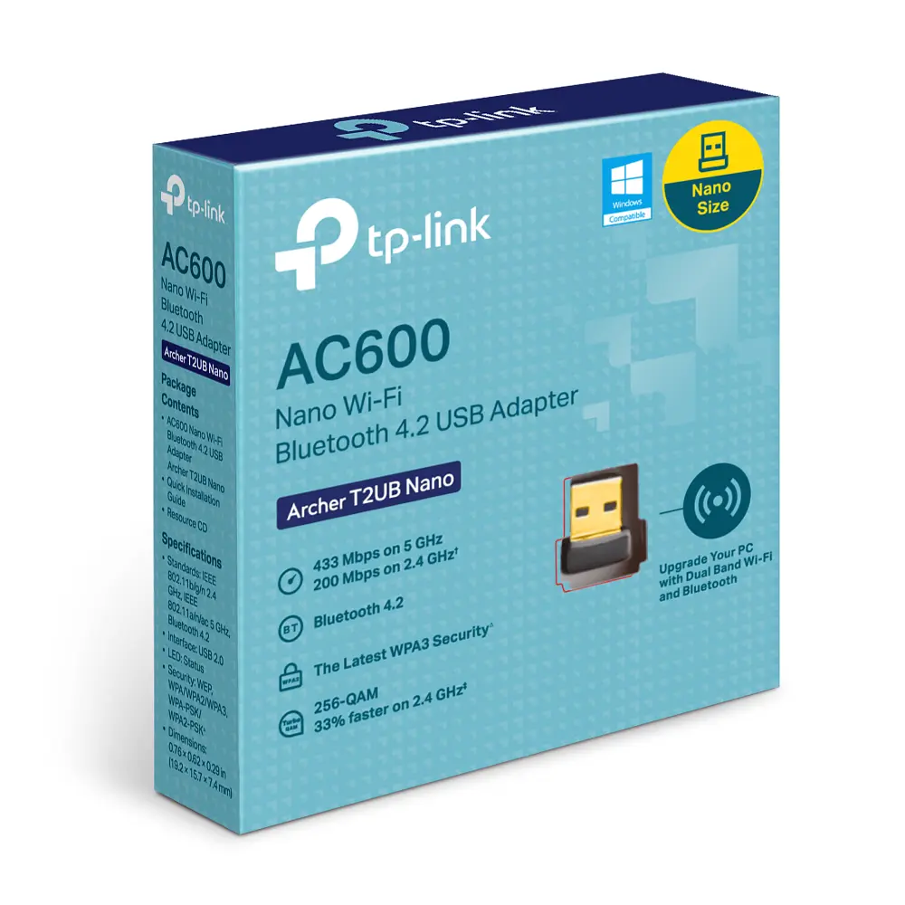 Беспроводной адаптер Wi-Fi + Bluetooth TP-Link Archer T2UB nano AC600 BT 4.2 USB2.0 - фото 2