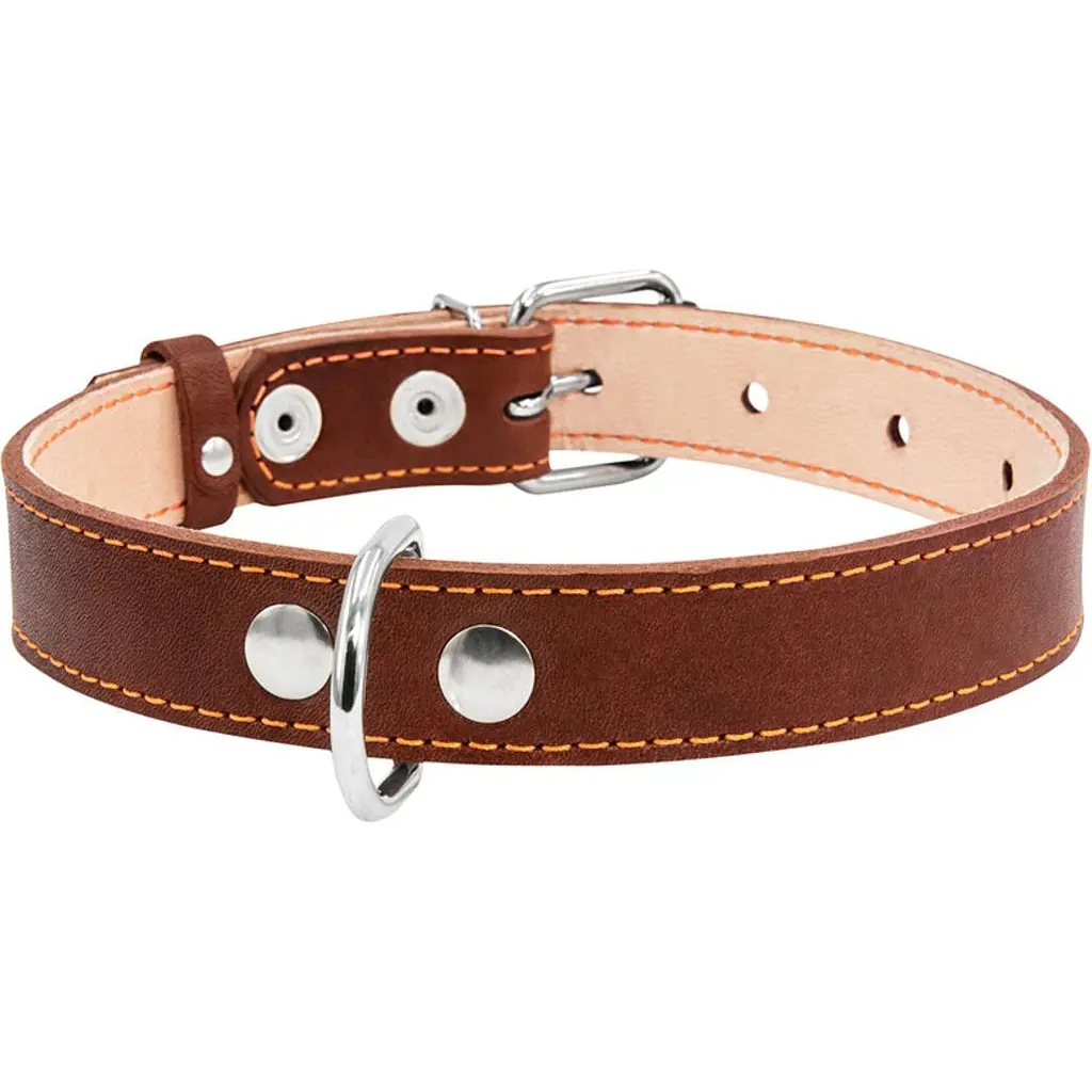 Ошейник двойной Collar, кожа, 38-50х2,5 см, коричневый - фото 2