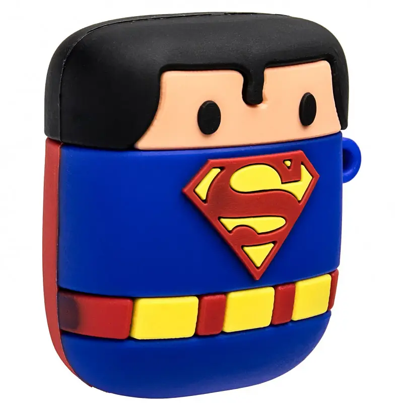 Силіконовий футляр Marvel & DC series для навушників AirPods 1/2 + кільце Супермен/Синій - фото 4