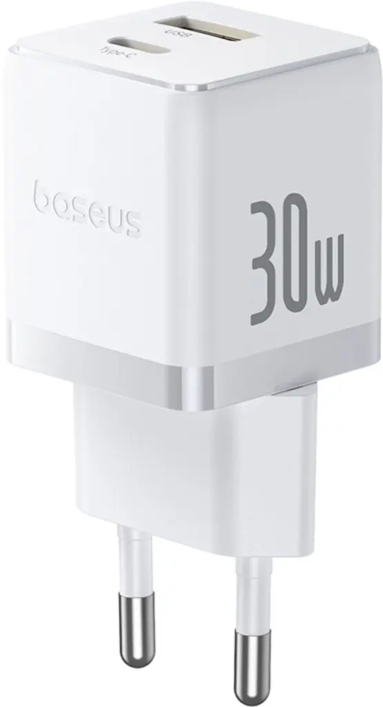Мережевий зарядний пристрій Baseus Palm C+U 30W EU with USB-C to USB-C cable white (P1011160A213-01) - фото 2