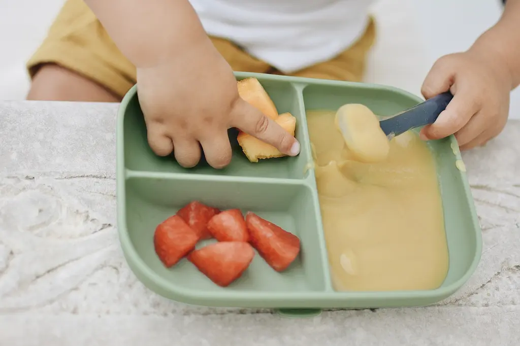 Тарілка силіконова порційна Beaba, оливковий (913549) - фото 5