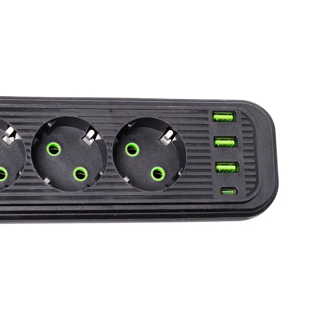 Сетевой фильтр-удлинитель Yiwu HP-5-13MF EURO 1085U 2,8 м 4 розетки 3 USB черный  - фото 6