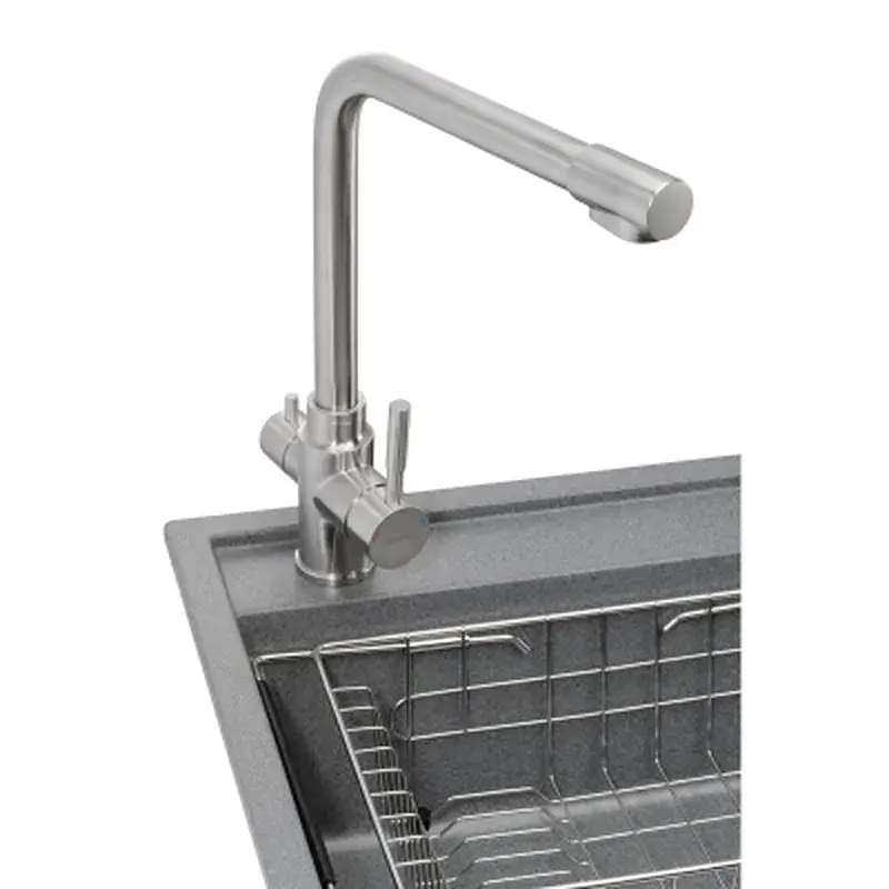 Мийка кухонна GRANADO Optimal Artes grafito (+ змішувач Badalona LUX inox + дозатор Redondo inox + коши (ksg1209) - фото 2