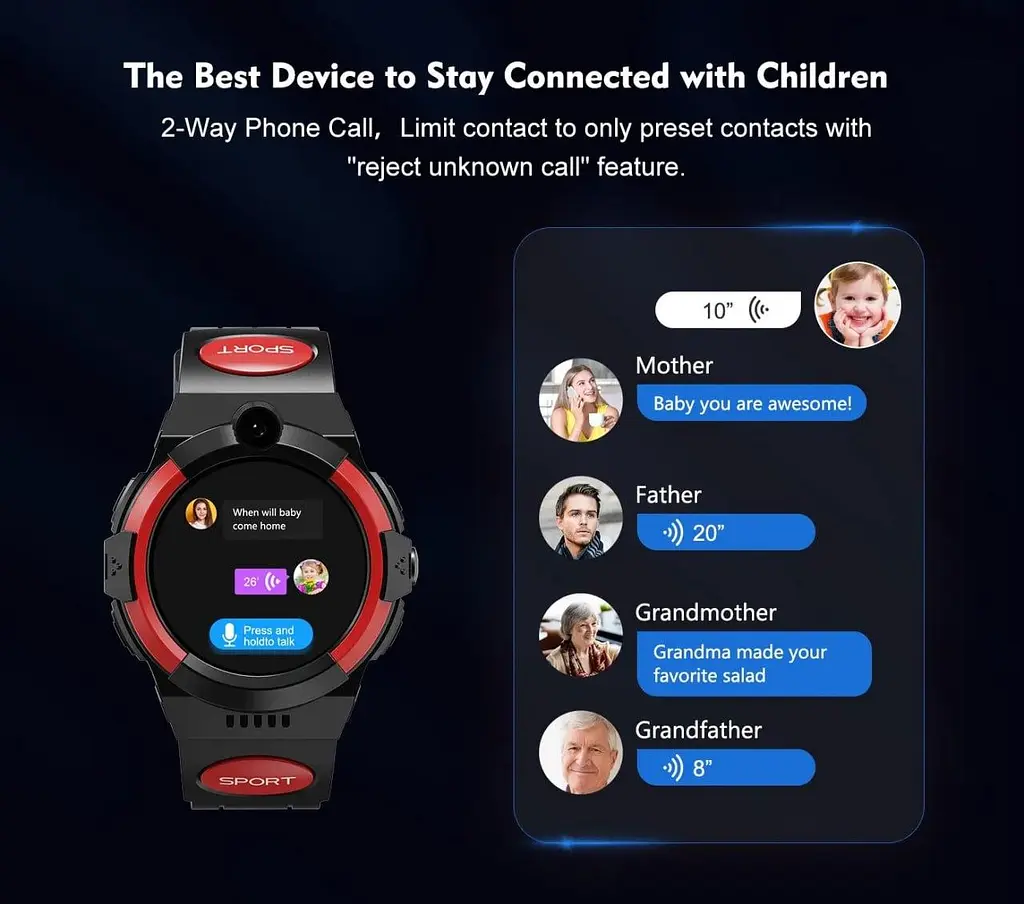 Смарт-часы детские LEMFO LT32 GPS 4G с камерой WI-FI GPS SIM-карта силиконовый ремешок Black Red (17453) - фото 6