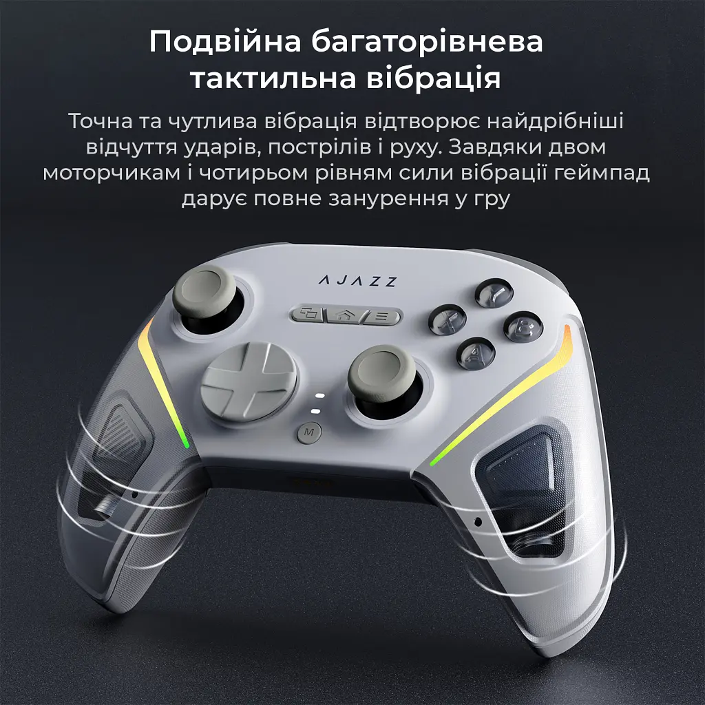Геймпад Ajazz GP100 2.4G/BT/USB Switch/PC/iOS/Android RGB White (GP100-W) - фото 10