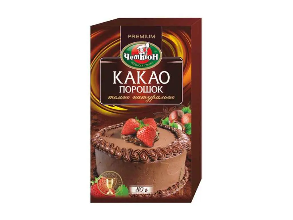 Какао Чемпіон 80г ТЕМНЕ коробка