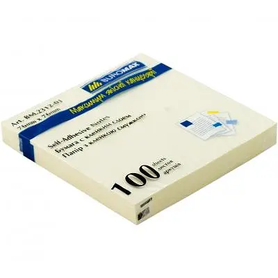Папір для нотаток Buromax with adhesive layer 76х76мм, 100sheets, JOBMAX, yellow (BM.2312-01) - фото 2
