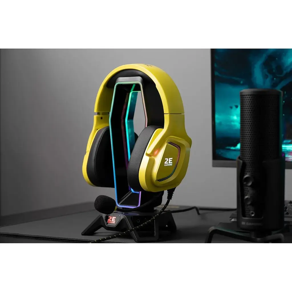 Геймерська гарнітура дротова 2E Gaming HG340 RGB 2 м жовта - фото 2