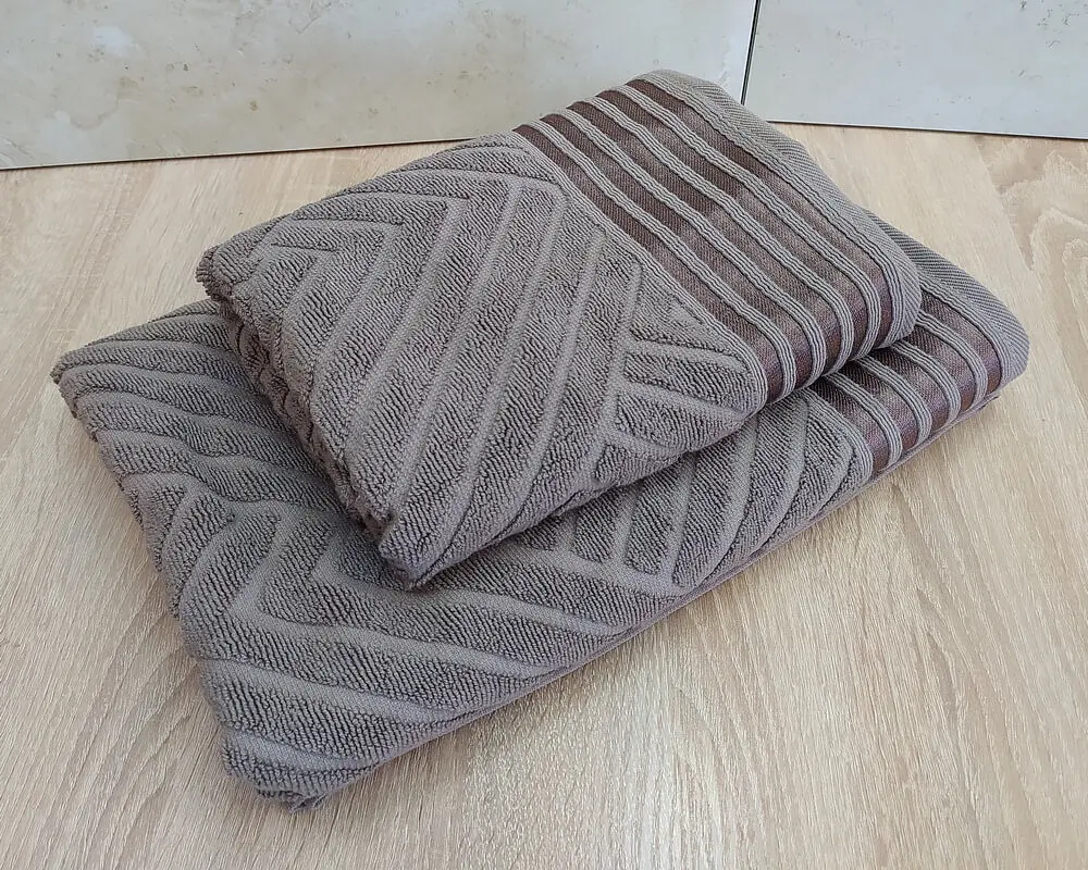 Набір турецьких махрових рушників 50х90+70х140 Gulcan Jacquard Cotton Lux Yeni Cizgili Brown - фото 3