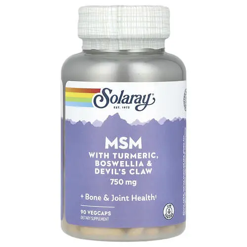 MSM (Сірка) MSM with Turmeric, Boswellia & Devil's Claw 750 mg 90 капсул Solaray vit0006631
