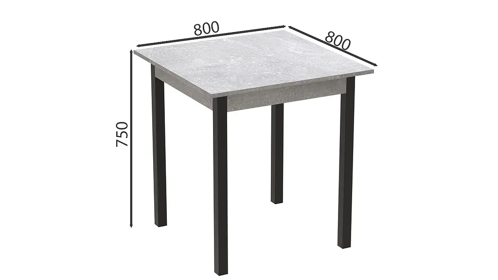 Стіл кухонний Ferrum-decor Агата 75x80x80 Чорний ДСП Бетон 16мм (FRD-105560) - фото 4
