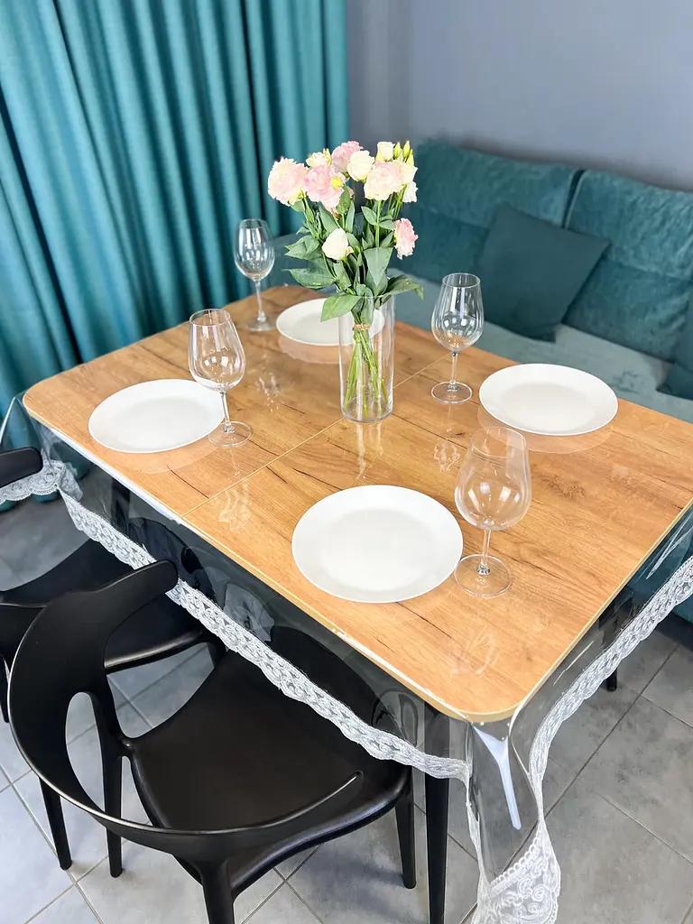 Силиконовая скатерть с серым кружевом Арка 7 см 350х100 см - фото 9