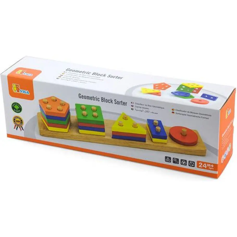 Пирамидка Viga Toys Геометрические фигуры деревянная логическая (58558) - фото 3