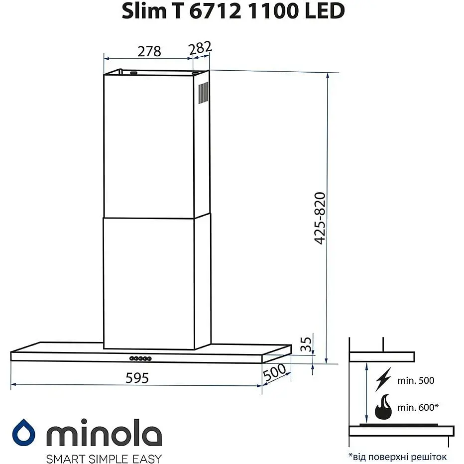 Вытяжка Minola Slim T 6712 I 1100 LED - фото 13