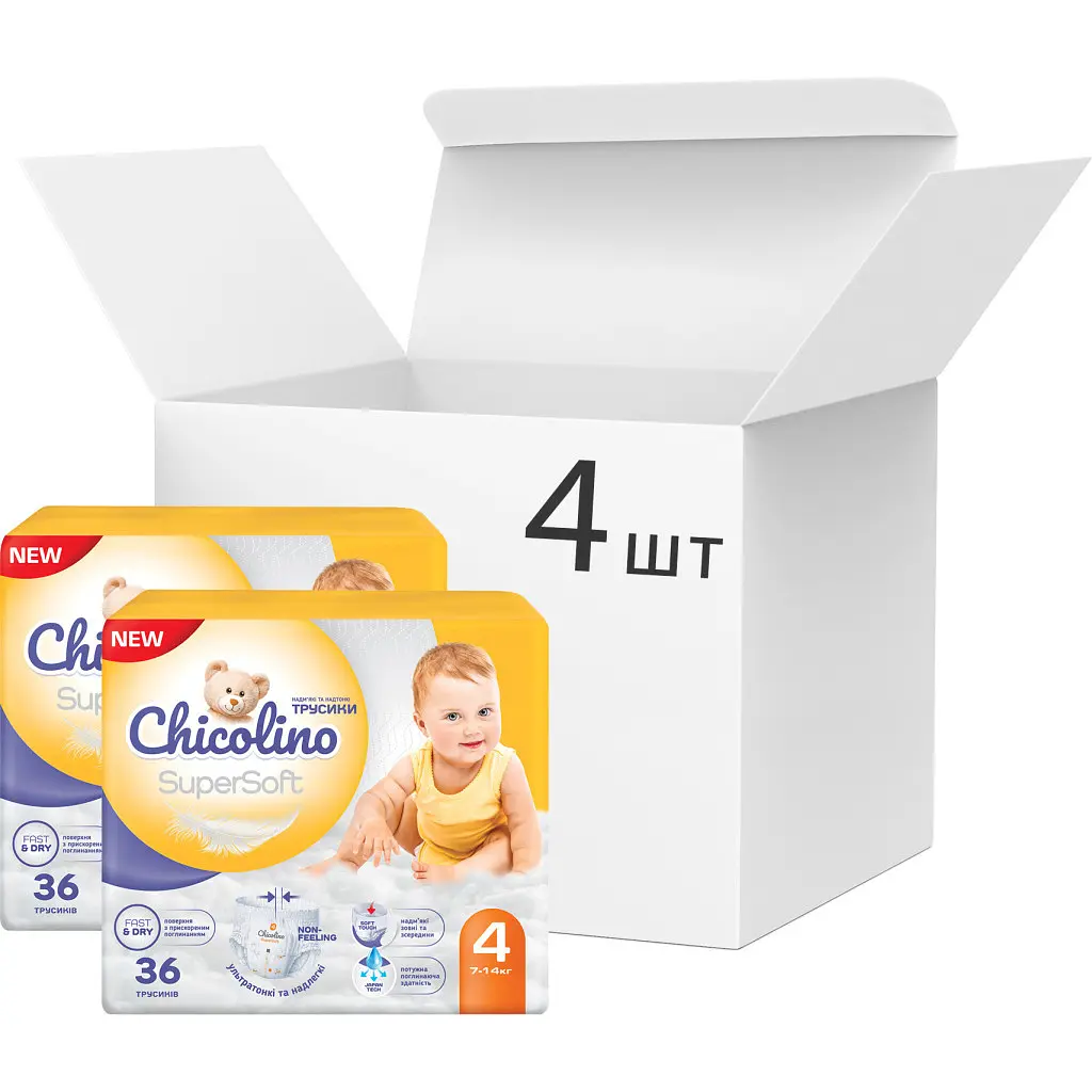 Підгузки Chicolino Super Soft Розмір 4 (7-14 кг) 36 шт, 4 Упаковки (4823098414650) - фото 9