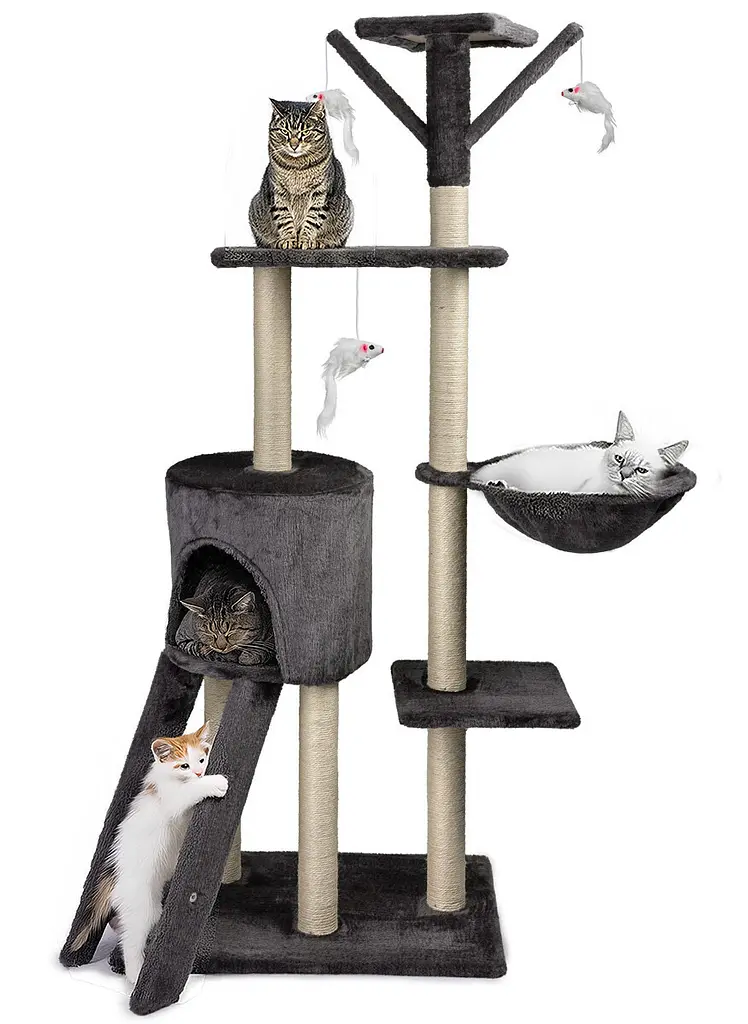 Happet Кігтеточка-будинок для котів, темно-сіра, 140x49x35 см (CT11) - фото 4