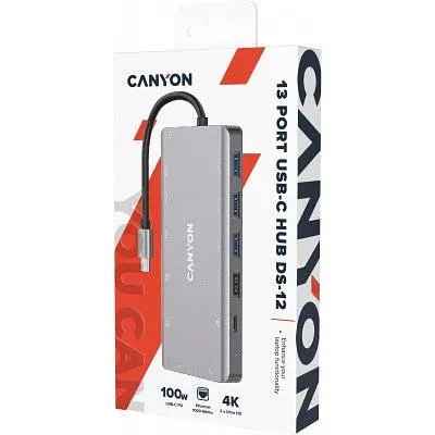 Порт-реплікатор Canyon DS-12, 13 in 1 USB-C hub, 2 x HDMI, Gigabit Ethernet, VGA, 3 x USB3.0, PD/100W, 3.5mm audio jack (CNS-TDS12) - фото 6