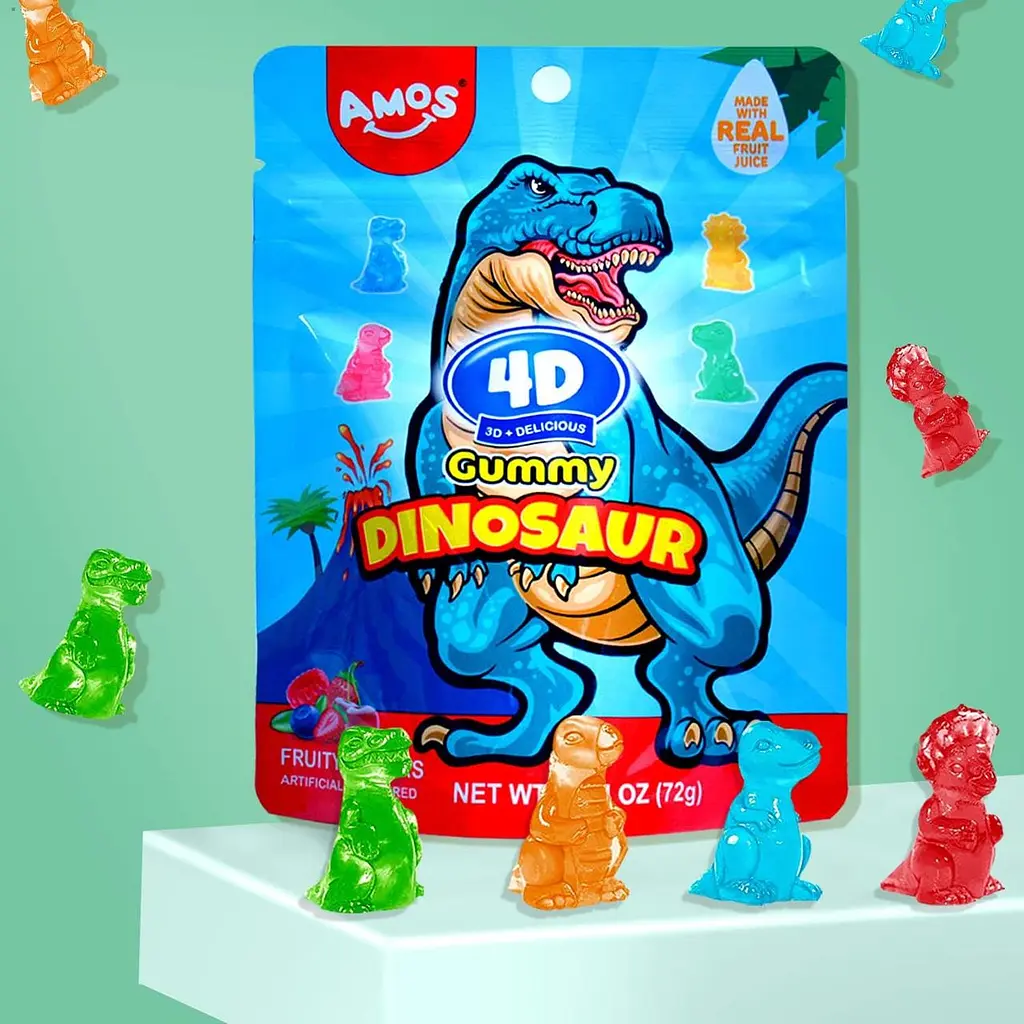 Жувальні цукерки Amos 4D Gummy Dinosaur 198г - фото 2