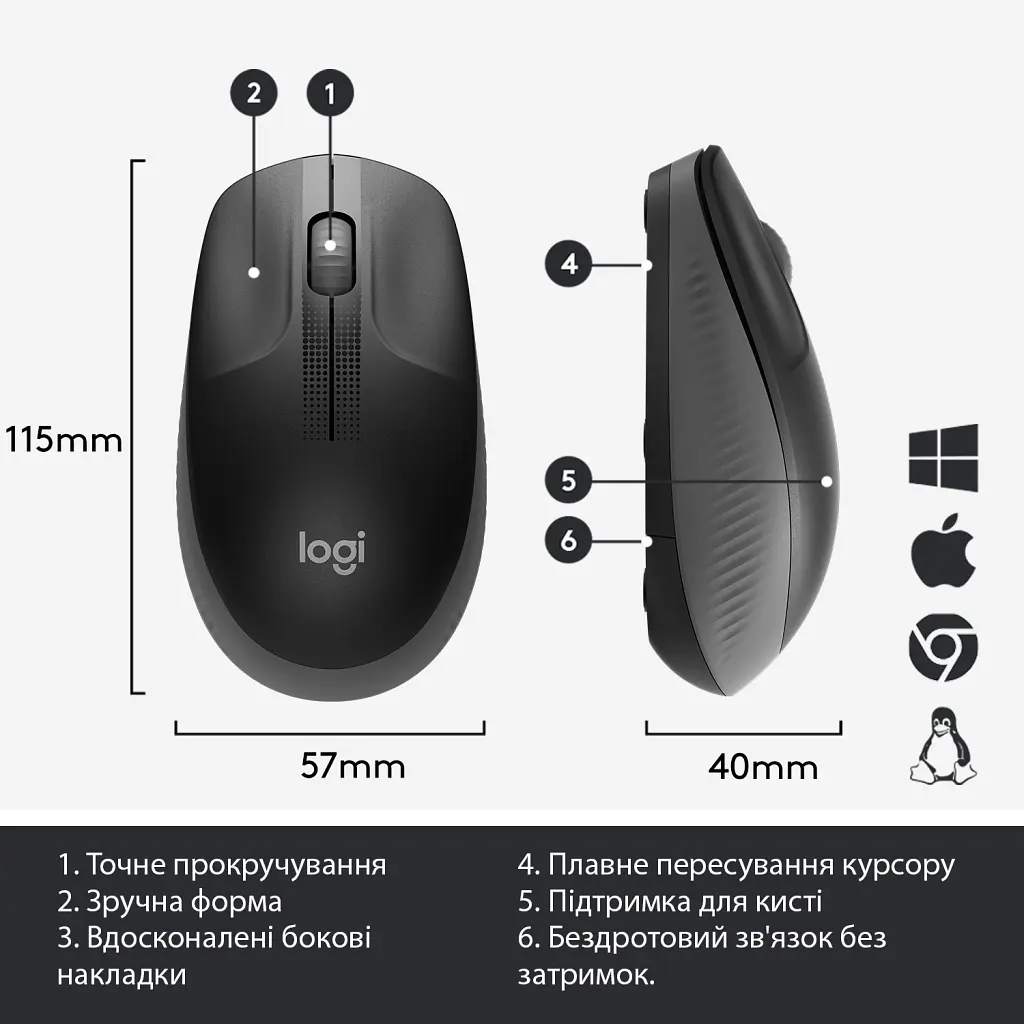 Мишка Logitech M190 Charcoal (910-005905) - фото 6