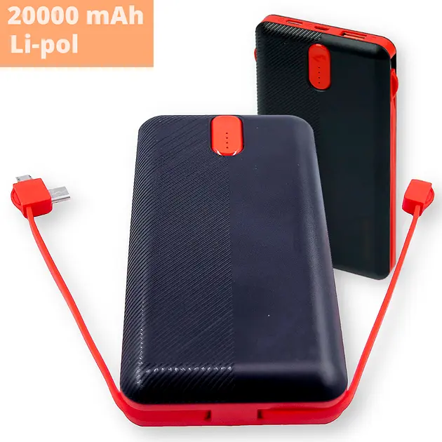 Универсальная зарядная батарея Power Bank Sword SW-20PO3 20000mAh (Micro USB Lightning Type-C) Черно-красный - фото 6