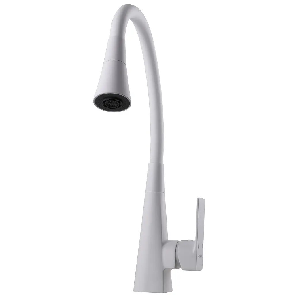 Змішувач для кухні Globus Lux NIAGARA GLN-0203SM-WM одноважільний поворотний латунний з білим матовим покриттям - фото 3