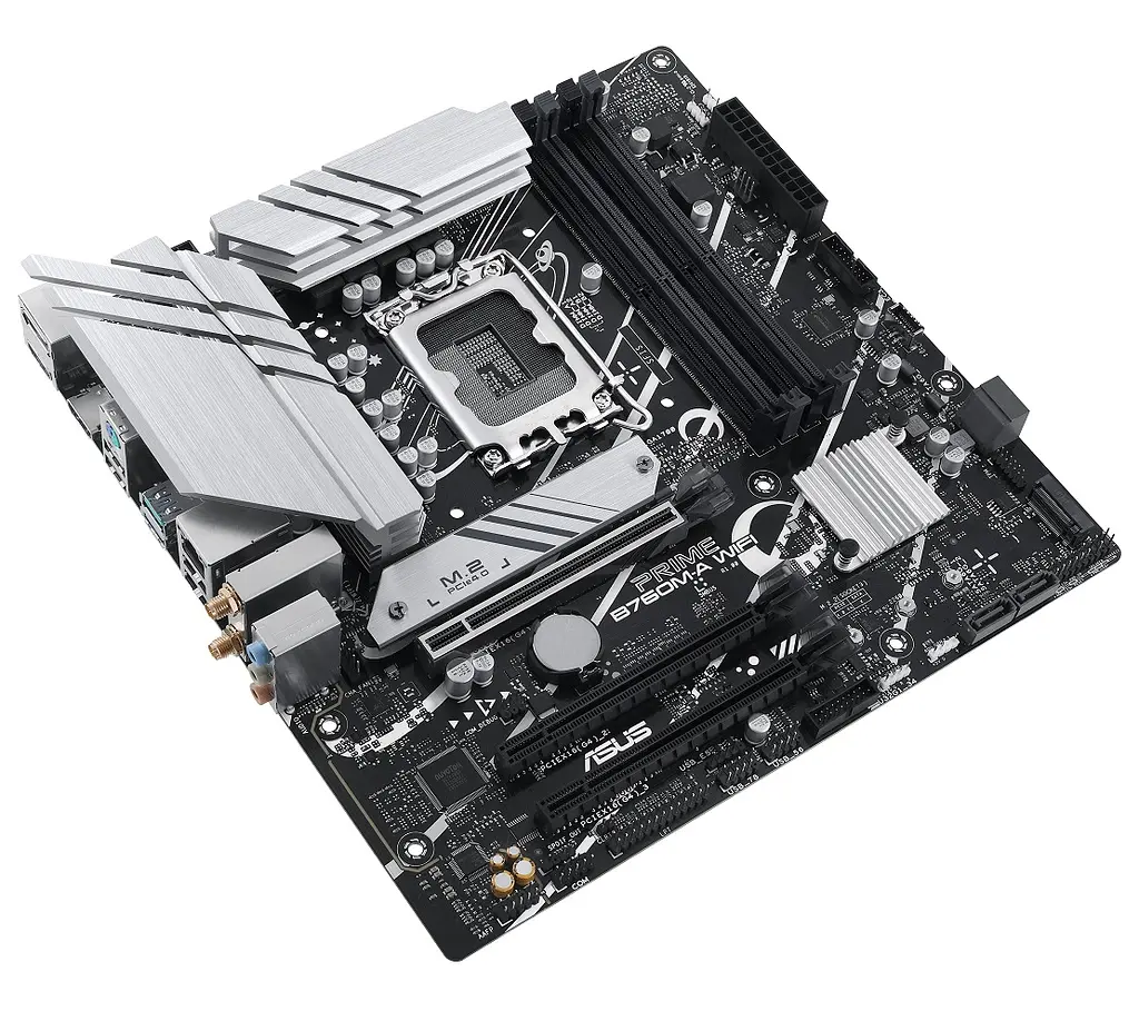 Материнская плата LGA1700, Asus PRIME B760M-A WIFI, B760, 4xDDR5, Int.Video(CPU), 4xSATA3, 2xM.2, 3xPCI-E 16x 4.0, Realtek 7.1, Realtek 2.5Gb, WiFi 6, Bluetooth 5.2, 5xUSB3.2/7xUSB2.0, HDMI/DP, MicroATX - фото 4