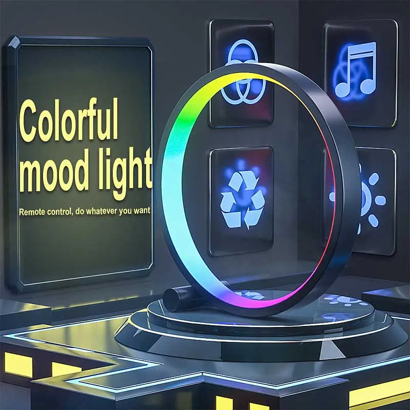 Настільна LED лампа RGB Intelligent circular atmosphere light Bluetooth USB with app Black Epik teh0029700 - фото 2