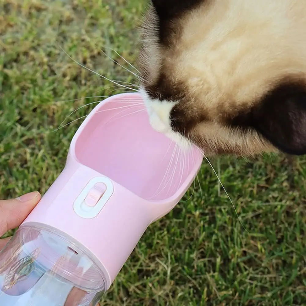 Бутылка-поилка для животных Semi Pets Feeder 255 мл + 200 мл 2 отделения, Pink с пакетами и лопаткой - фото 2
