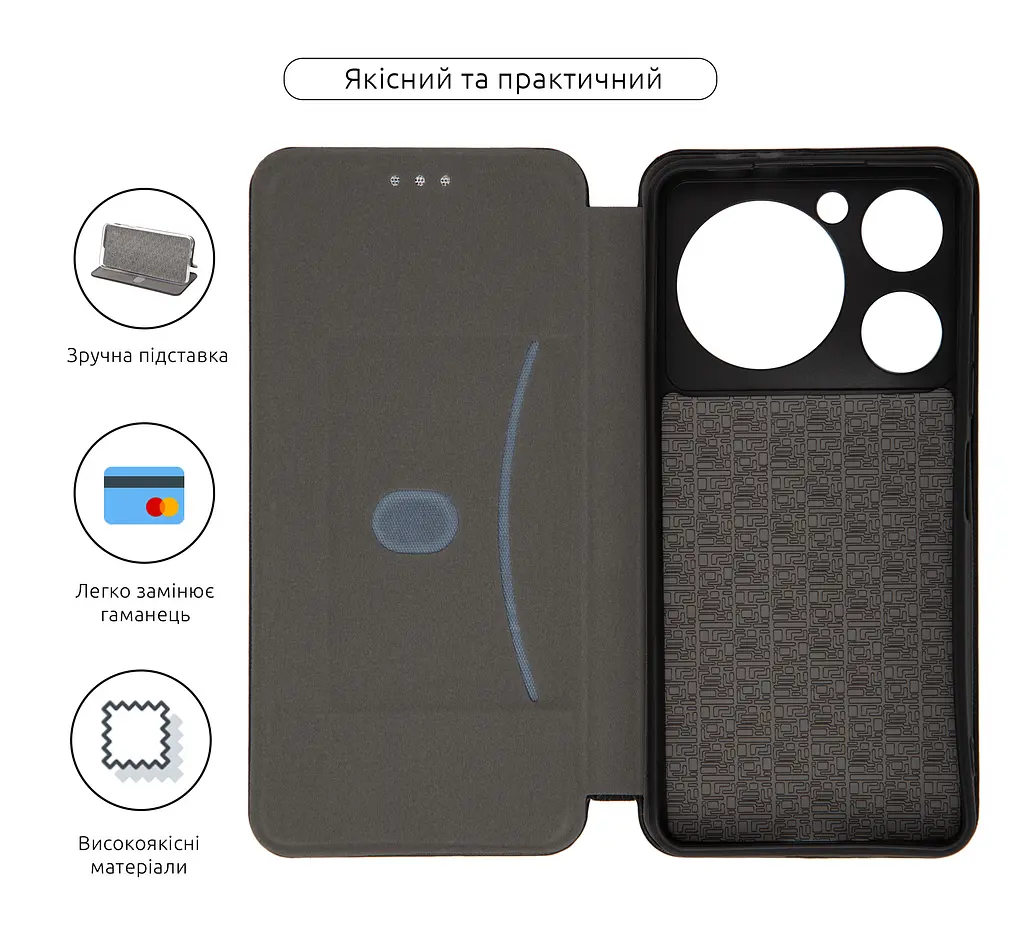 Чехол-книжка для ZTE Nubia Music, G-Case, черный, кожаный чехол-книга из экокожи (PU) и TPU, с магнитом, с подставкой и вместительным кардхолдером, противоударный, защита всего корпуса, ArmorStandart (ARM78997) - фото 3