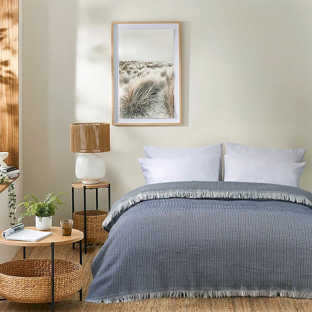 Покрывало Lotus Home - Retimna lacivert синий 220x240 - фото 2