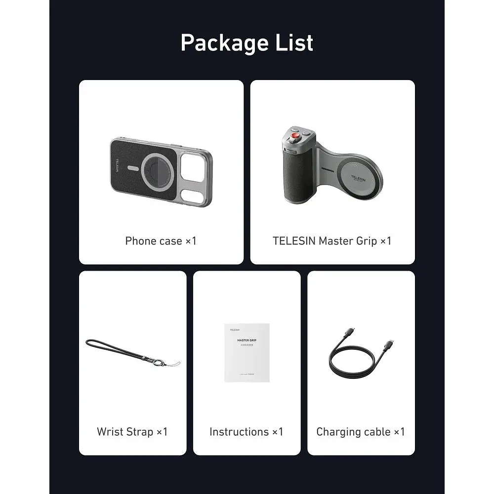 Тримач із зарядкою Telesin Master Grip для iPhone 17 Pro Max (P5-MCS-23-TIP) [159811] - фото 7