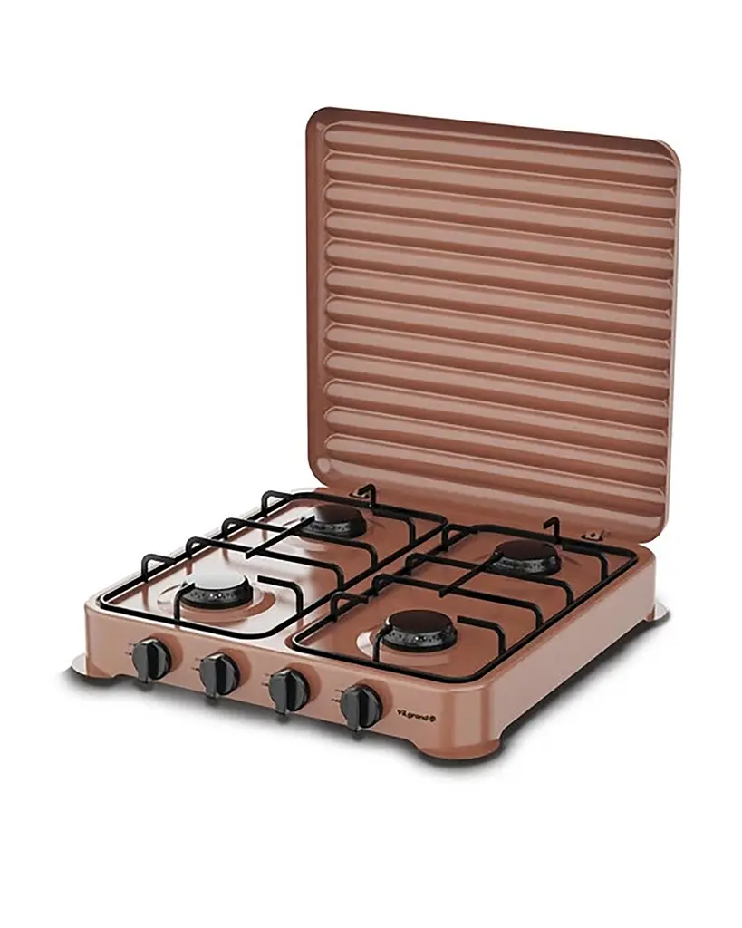 Настільна газова плита ViLgrand VGP-4042 Brown з кришкою на 4 конфорки 88099 - фото 7