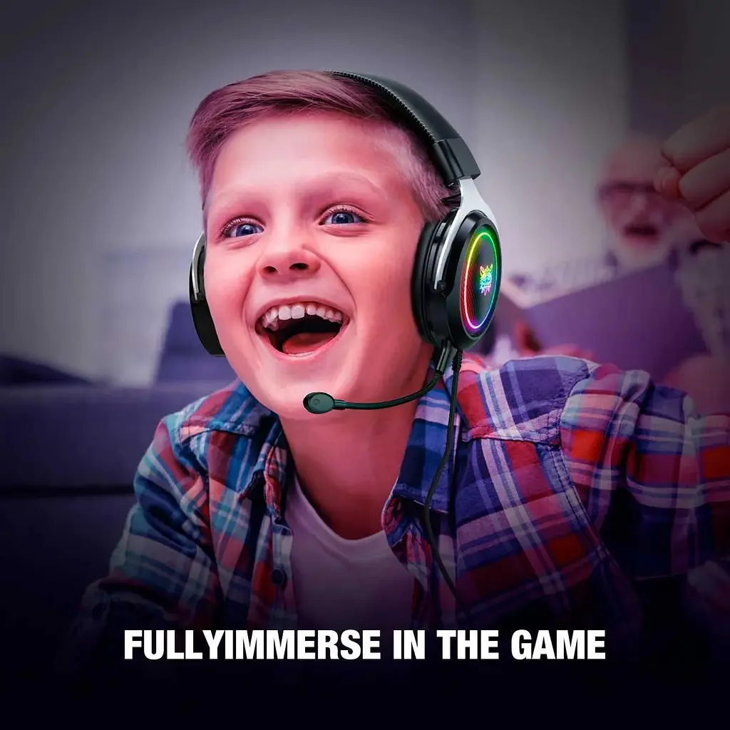 Наушники игровые Onikuma X10 Gaming with LED черно-серебристые - фото 3