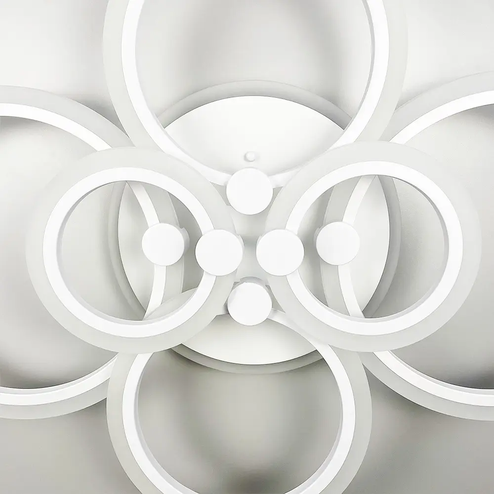 Светодиодная люстра Senta на 6 колец в белом корпусе на 3 световых режима Line F | Ст. A2374/6 WT - фото 6