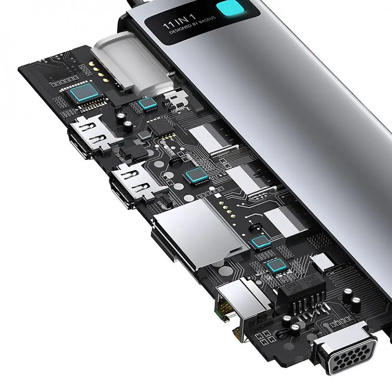 Usb Hub Baseus Metal Gleam Series 11-in-1 Multifunctional Type-C Сірий (CAHub-CT0G) - фото 6
