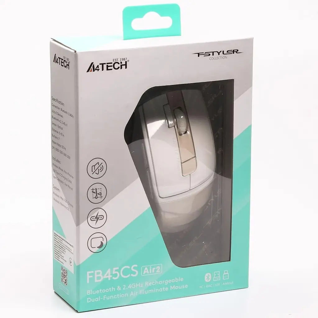 Миша A4Tech Fstyler FB45CS Air2 (Cream Beige) (FB45CS AIR2 (CREAM BEIGE)) - фото 9