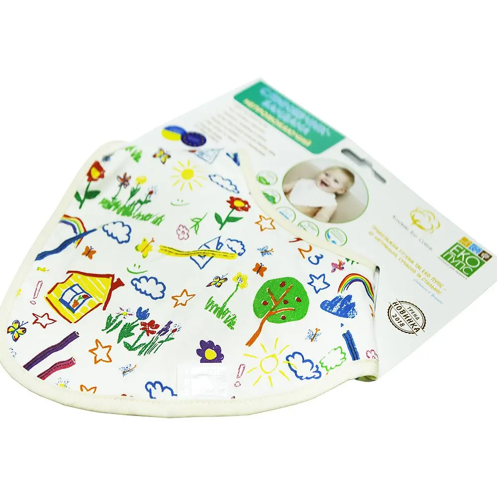 Непромокаючий слинявчик-бандана Еко Пупс Eco Cotton My Home, 30х21 см, різнокольоровий (BEC-016) - фото 3