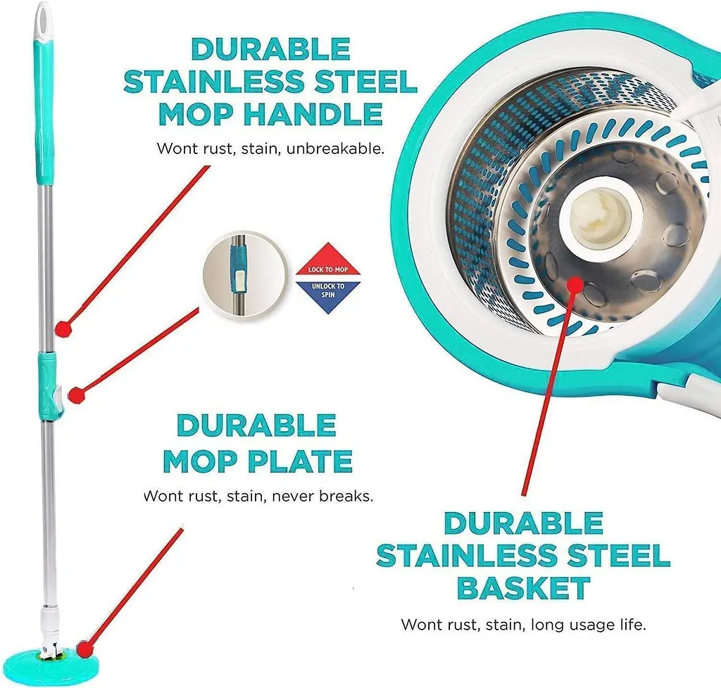 Швабра з відром обертове на 360° Rotary Mop Wash X ∙ Турбо-швабра 360° Rotary Mop Wash X з віджимом - фото 2